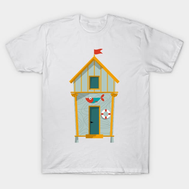 Beach Hut 1 T-Shirt by JunkyDotCom